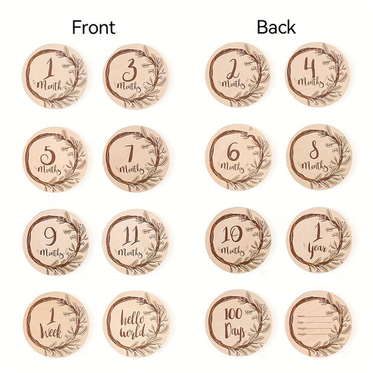 Wooden Flower Vine Milestone Birth Sign Growth Record Book