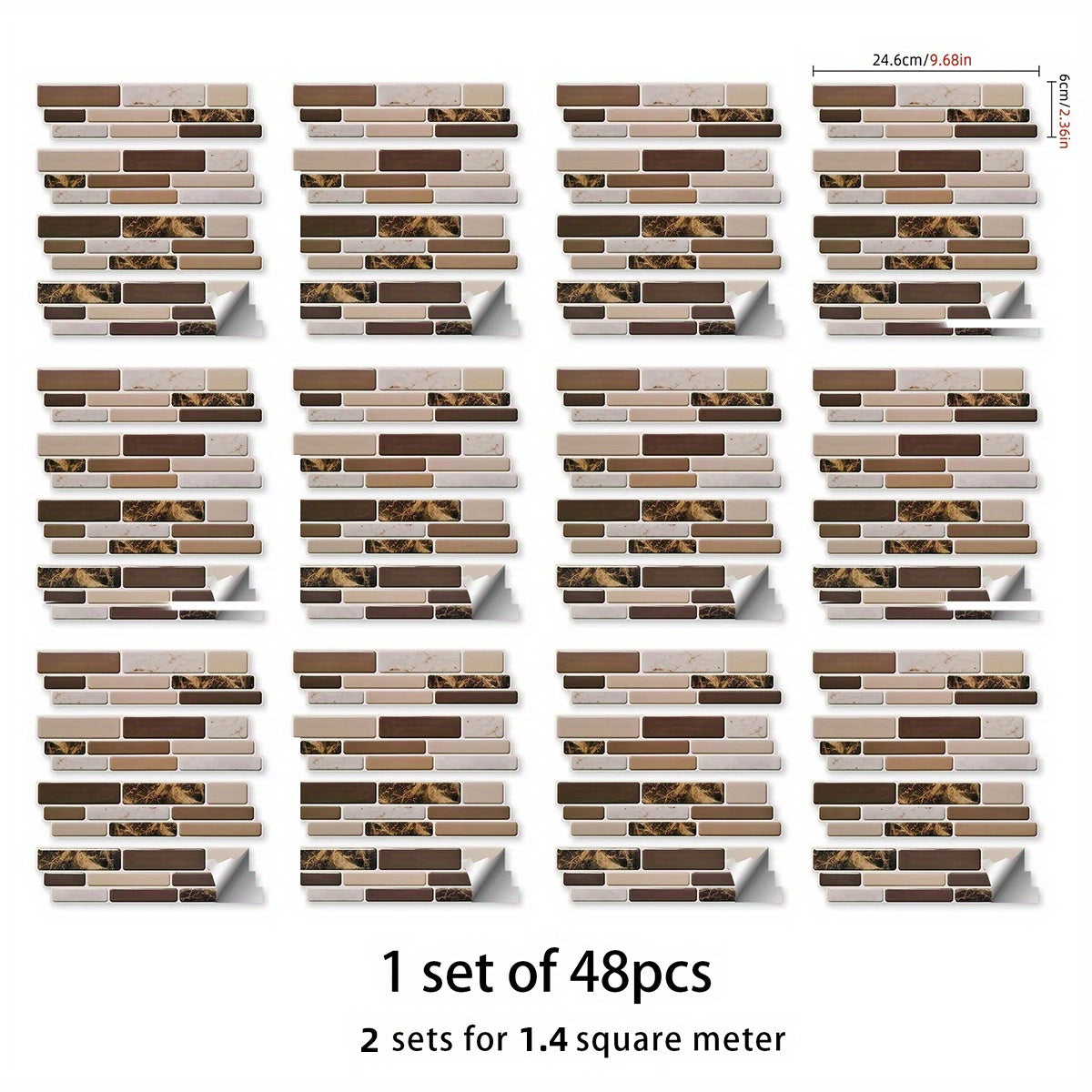 12pcs Marble 3D Self Adhesive Tile Sticker Waterproof