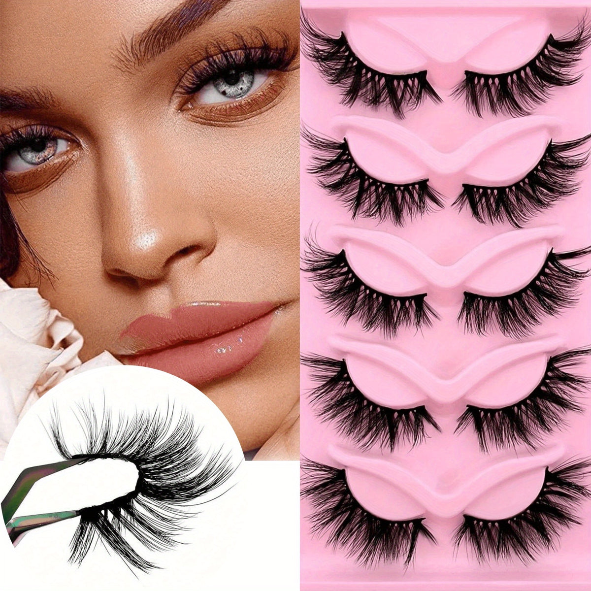 Thick Fluffy D Curling Cat Eye Lashes Faux Mink False Eyelashes