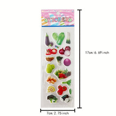 12pcs Fruit And Vegetable 3D Bubble Stickers DIY Toys For Boys And Girls