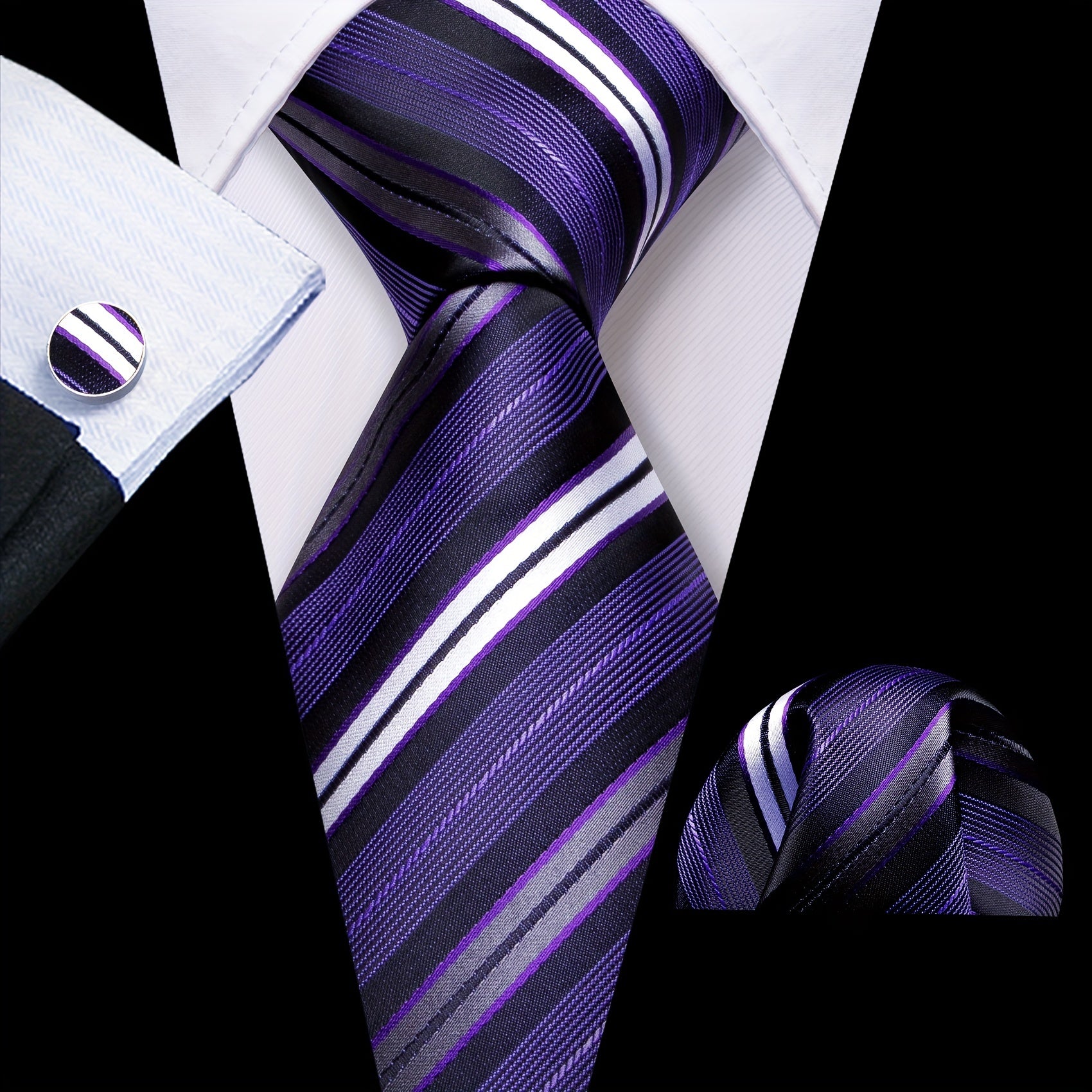 Men's Diagonal Striped Jacquard Tie Set