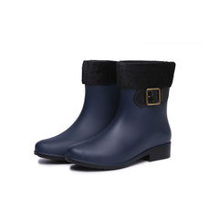 Women's Plush Lined Short Rain Boots Anti slip Waterproof Shoes