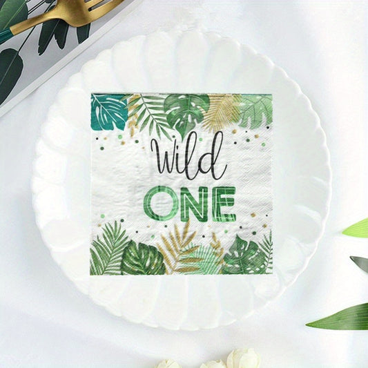 20pcs Wild One Napkins Jungle Safari 1st Birthday Party Supplies