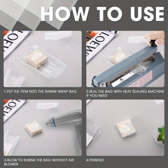 100pcs Shrink Packaging Bag Transparent PVC Heat Shrink Packaging Hair Dryer