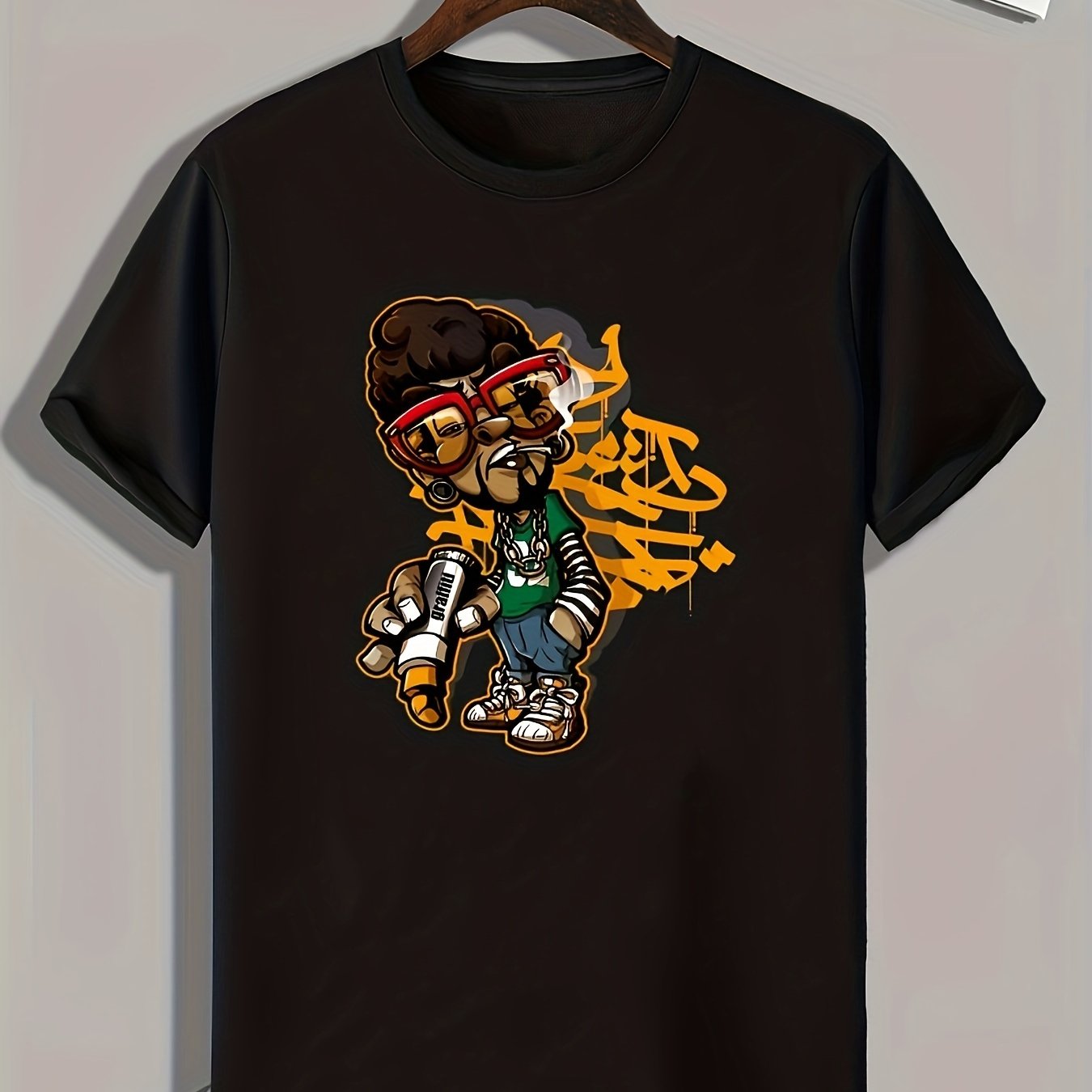 Skateboard Print Graphic Tee for Men