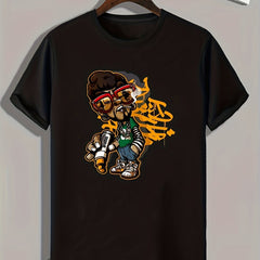 Skateboard Print Graphic Tee for Men