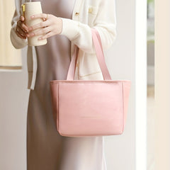 Solid Letter Print Lunch Handbag Lightweight PU Portable Insulation Lunch Box