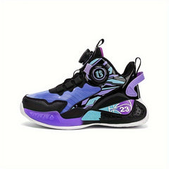 Boys Basketball Shoes Comfy Non Slip Sneakers with Rotating Buckle