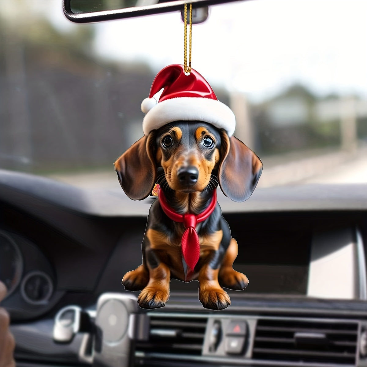 Acrylic Dog Car Rearview Mirror Hanging Decoration