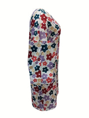  Floral Print V Neck Dress with Pockets