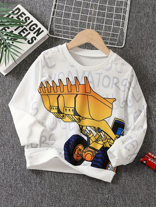 Cartoon Construction Car 3D Print Boys Sweatshirt