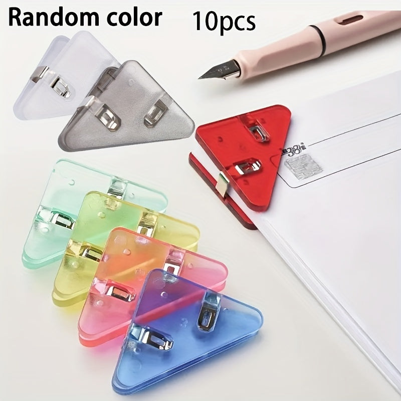 10pcs Triangle Transparent File Edge Clip School Supplies