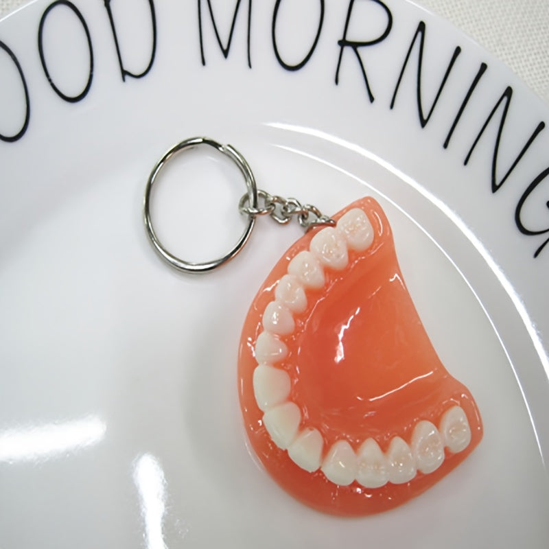 Denture Model Keychain Funny Resin Tooth Key Ring Accessory