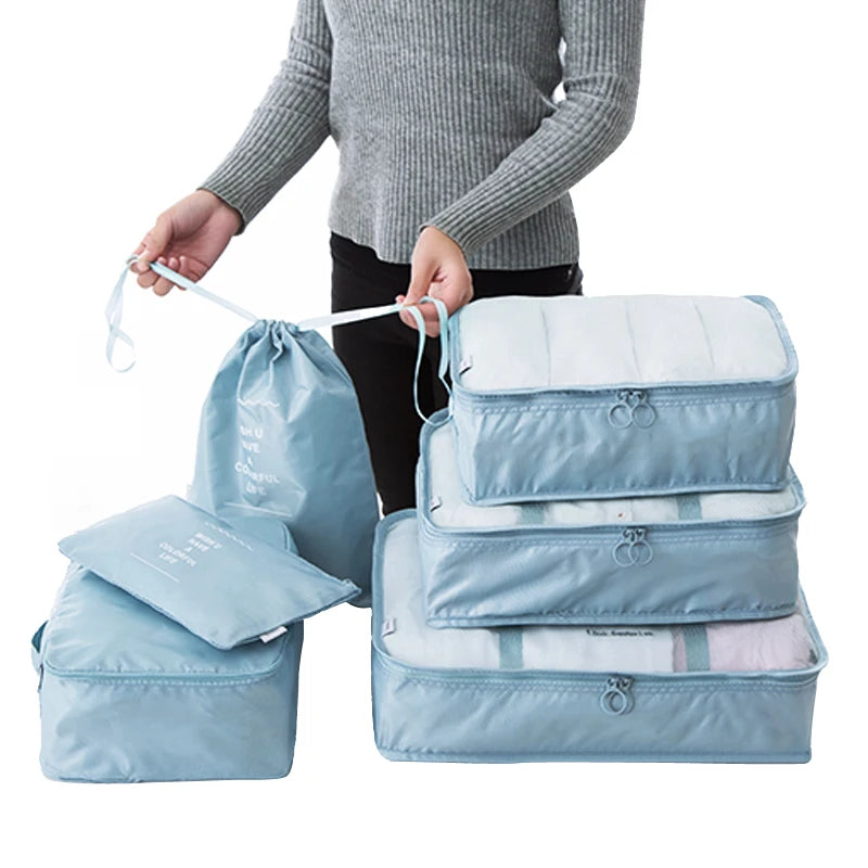 6PCS Polyester Packing Cube Luggage Clothes Organizer Travel Bag