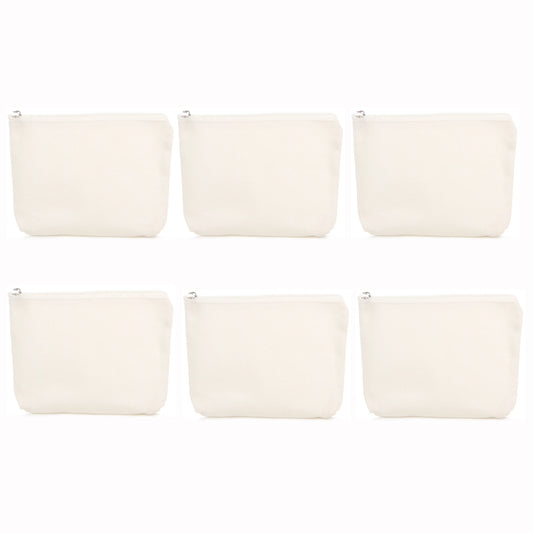 6Pcs DIY Cotton Pure Zipper Case Canvas Travel Cosmetic Bag Washable Pouch