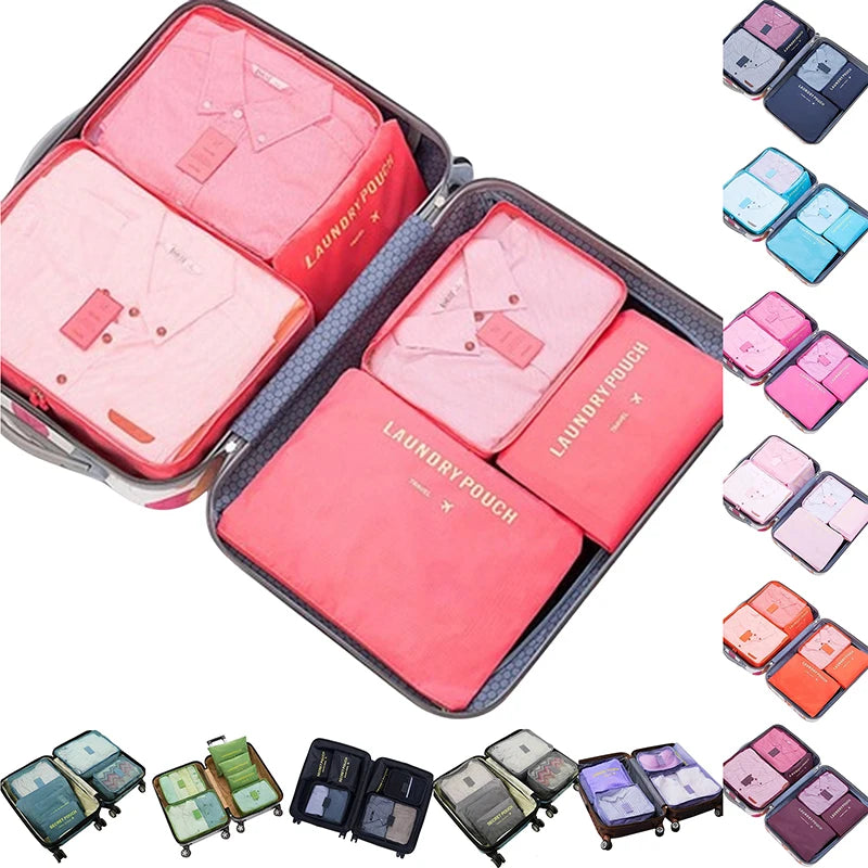 6Pcs/set Waterproof Travel Organizer Bags Clothes Packing Accessories