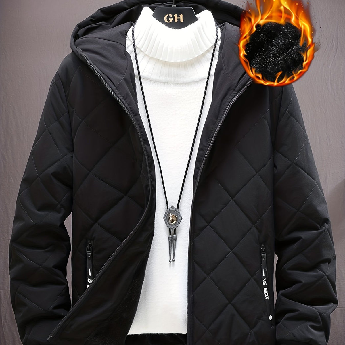 Men's Winter Hooded Coat Thick Warm Zip Up Jacket