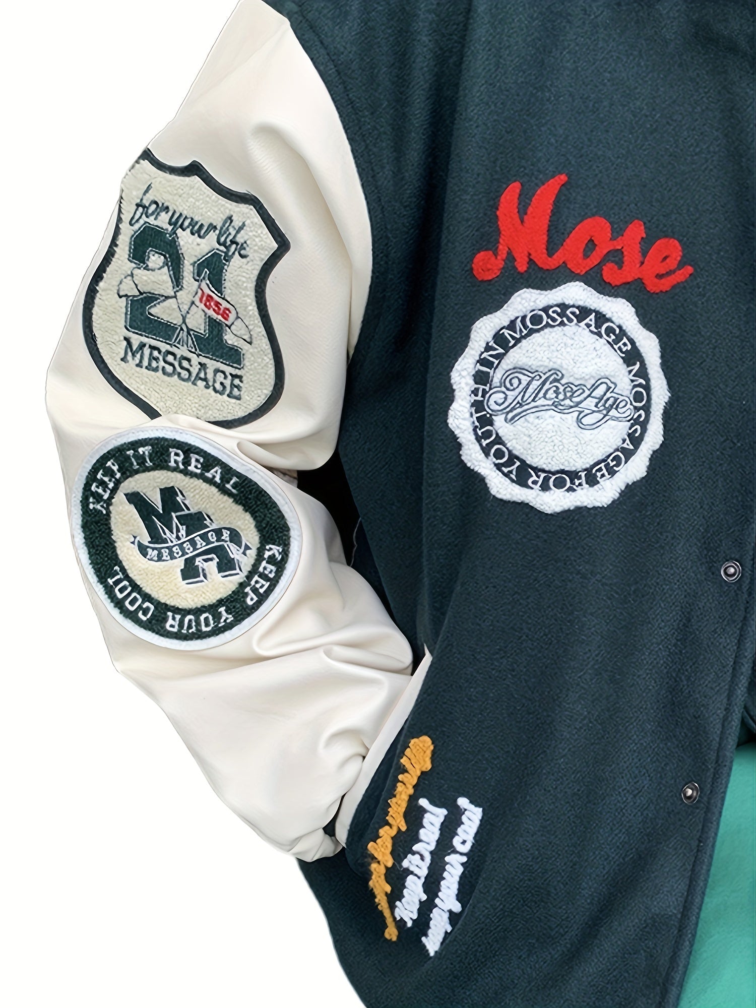 Men's Embroidery Varsity Jacket Button Up Spring Fall Baseball