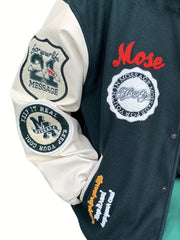 Men's Embroidery Varsity Jacket Button Up Spring Fall Baseball