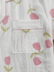 Floral Print Lounge Set Short Sleeve Top & Shorts Women's Loungewear