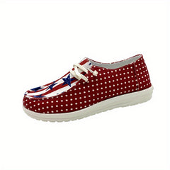 Women's Star & Striped Canvas Shoes Lace Up Lightweight Independence Shoes