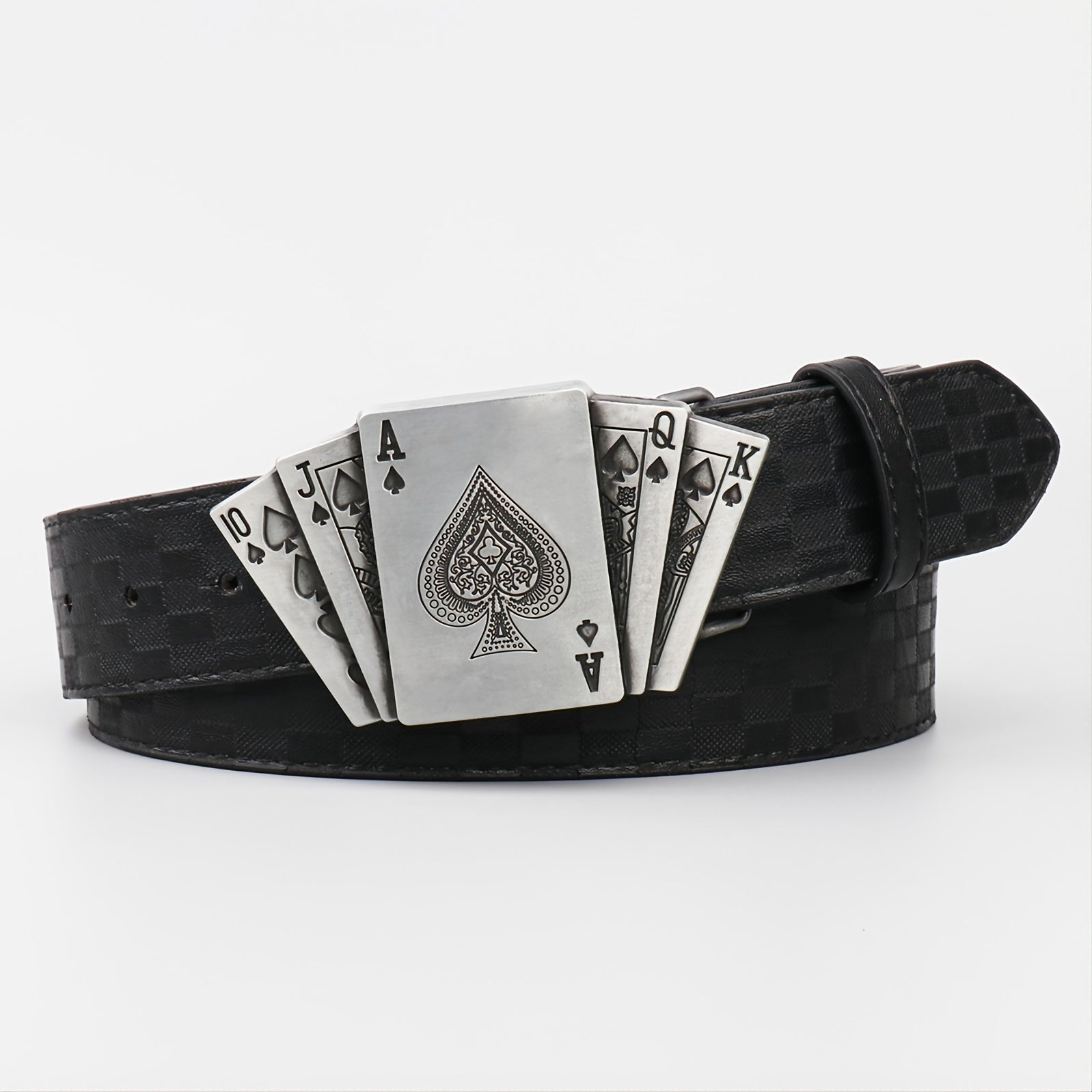 Men's PU Leather Floral Pattern Belt Gift For Father And Boyfriend