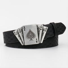Men's PU Leather Floral Pattern Belt Gift For Father And Boyfriend