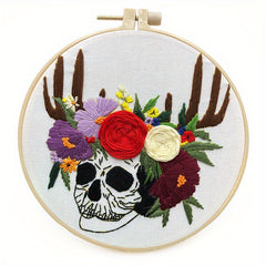 3D Embroidery Kit Halloween Pumpkin Skull & Hoop DIY Gift