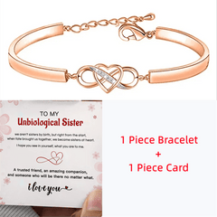 Heart Infinity Bangle for Sister, CZ Decor, Gift Card, Friendship