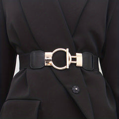 Geometric Round Buckle Belt Wide Waistband Dress Coat Girdle Sweater Belts