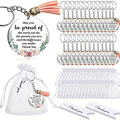 48PCS Acrylic Blanks Set Floral Print Keychain Kit
