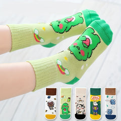 5 Pairs Kids Happy Animal Pattern Crew Socks