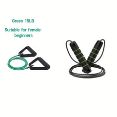 Adjustable Steel Wire Jump Rope & Resistance Band Set for Fitness Training