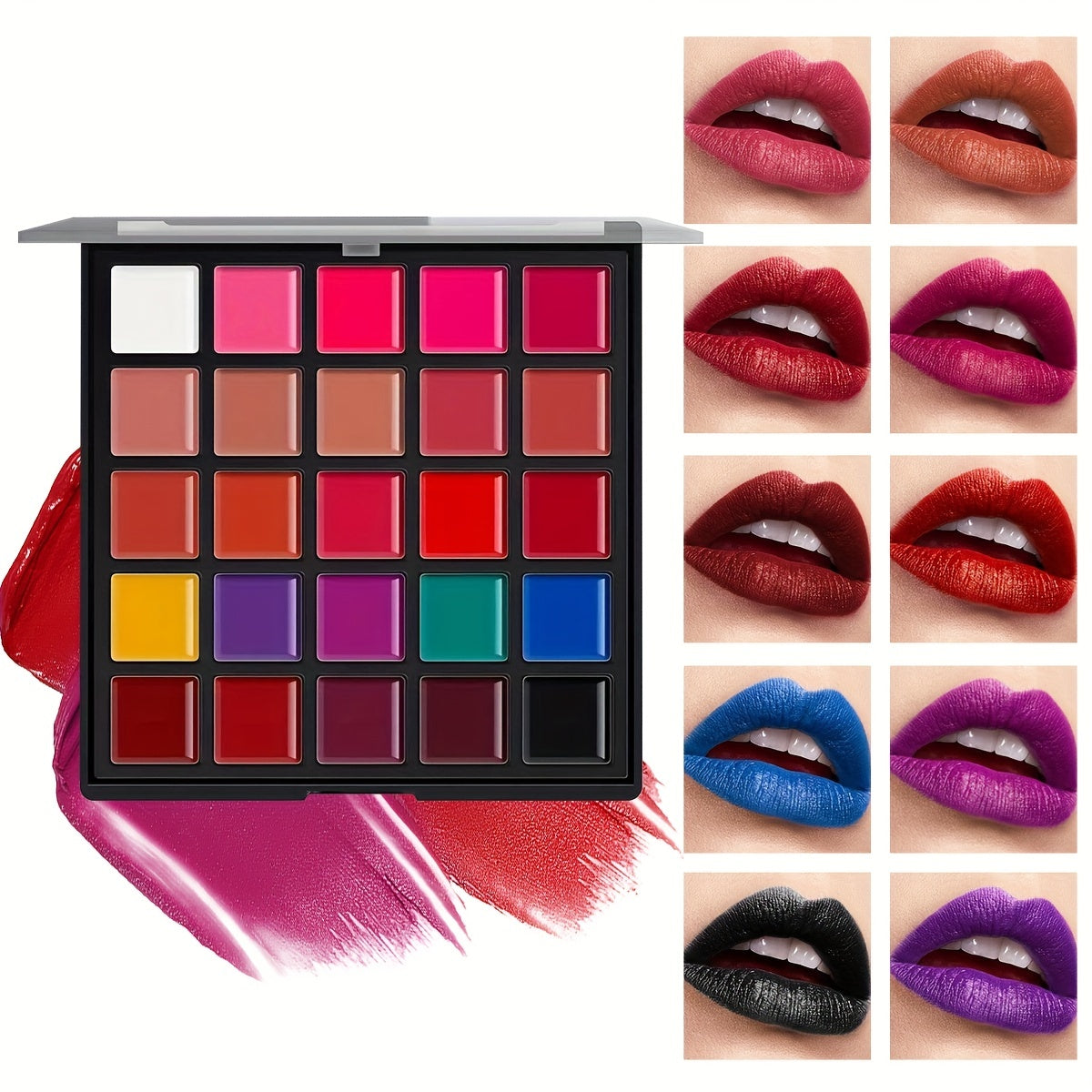 25-Color Professional Lipstick Palette with Shimmer Matte and Finishes