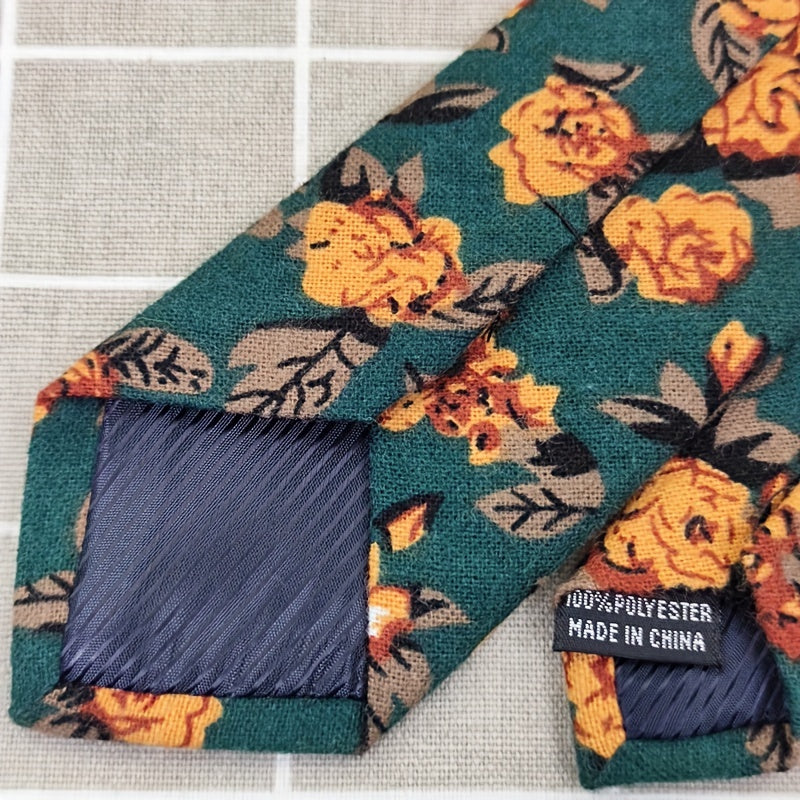 Casual Travel Vacation Short Small Tie Hand Knotted Suit Retro Dark Green Yellow