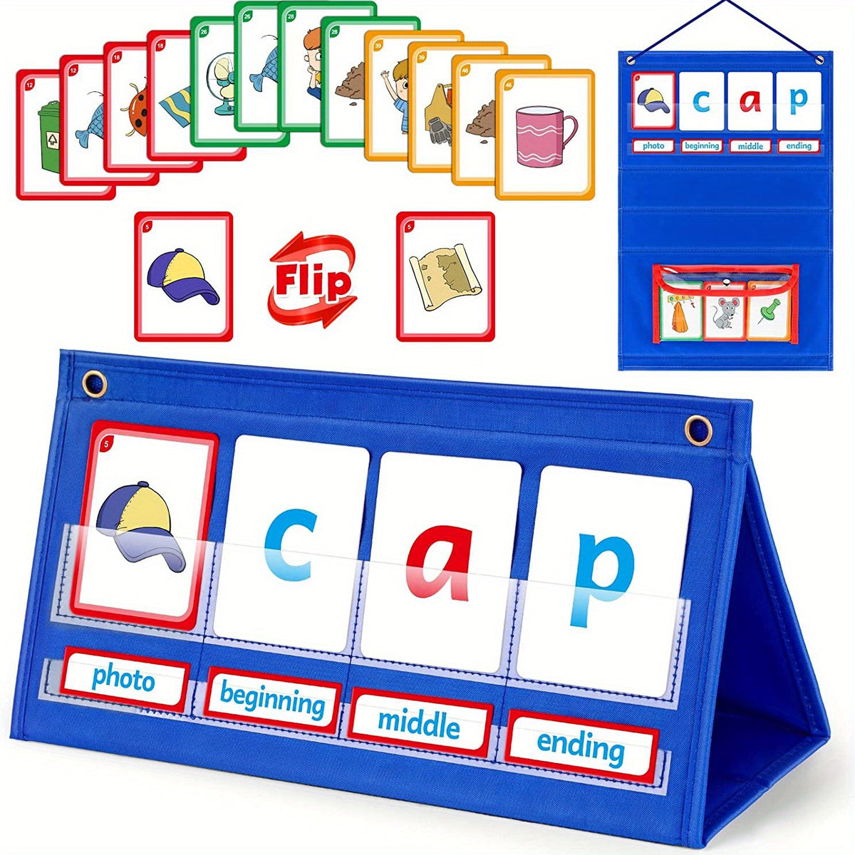Kindergarten Spelling Game Set Flash Cards Chart Visual Words Learning Toy