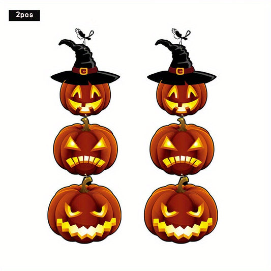 2pcs Halloween Pumpkin Paper Hanging Flag Decoration