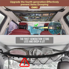 Car Ceiling Cargo Net Pocket Double Layer Mesh Roof Storage Organizer