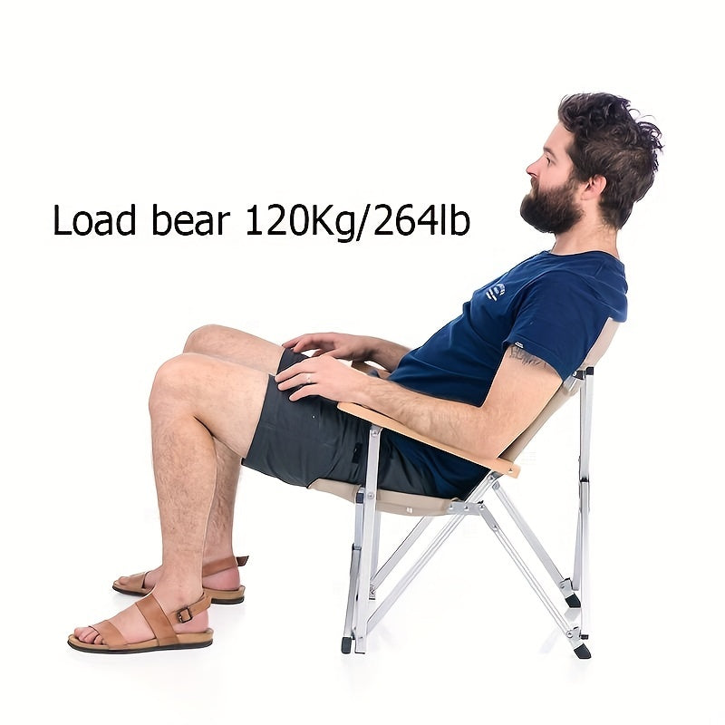 Folding Chair Aluminum Alloy Wood Armrests for Outdoor Camping Picnic