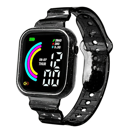 Large Screen Rainbow LED Square Electronic Watch For Students