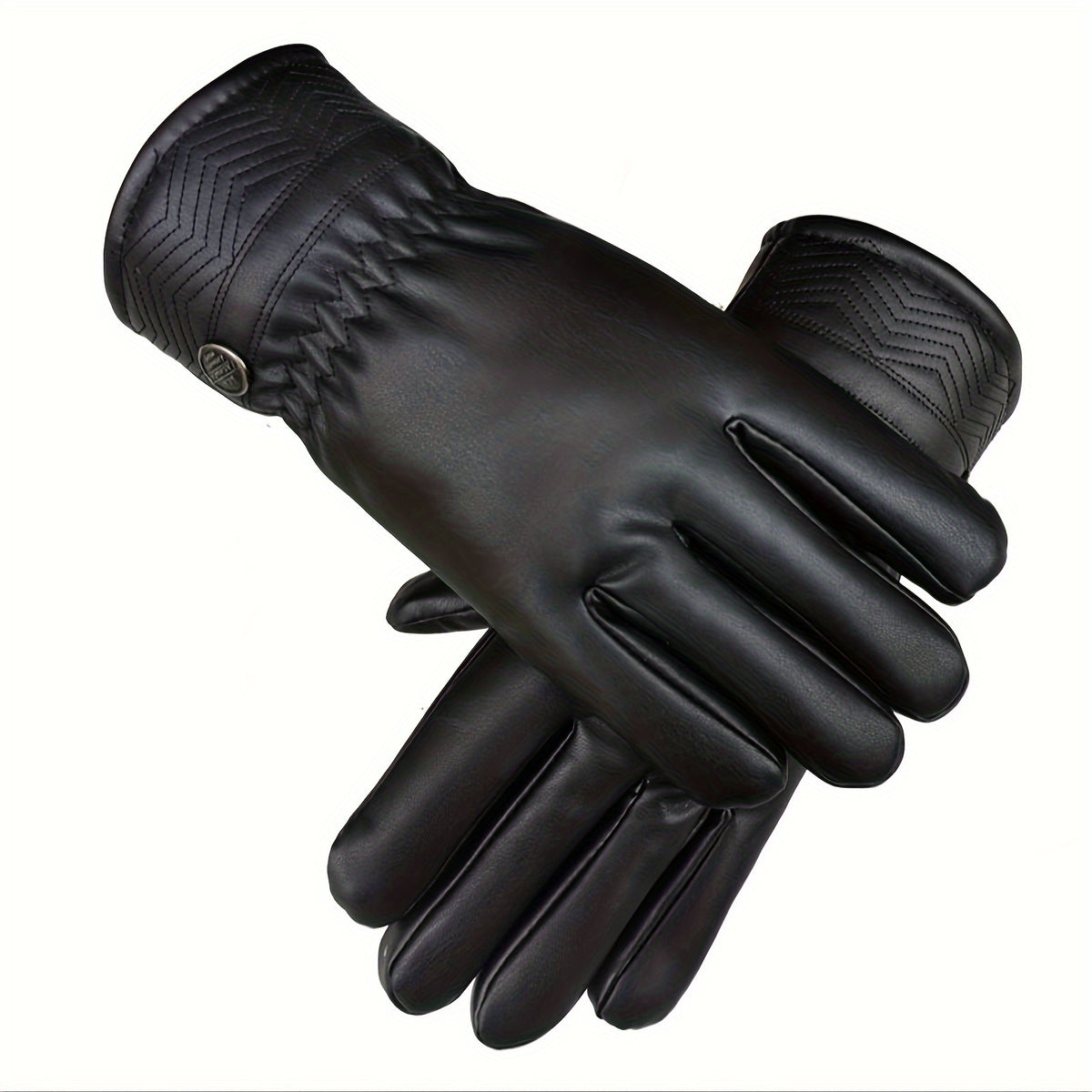 Winter Touch Screen PU Leather Gloves Men Thermal Driving Motorcycle