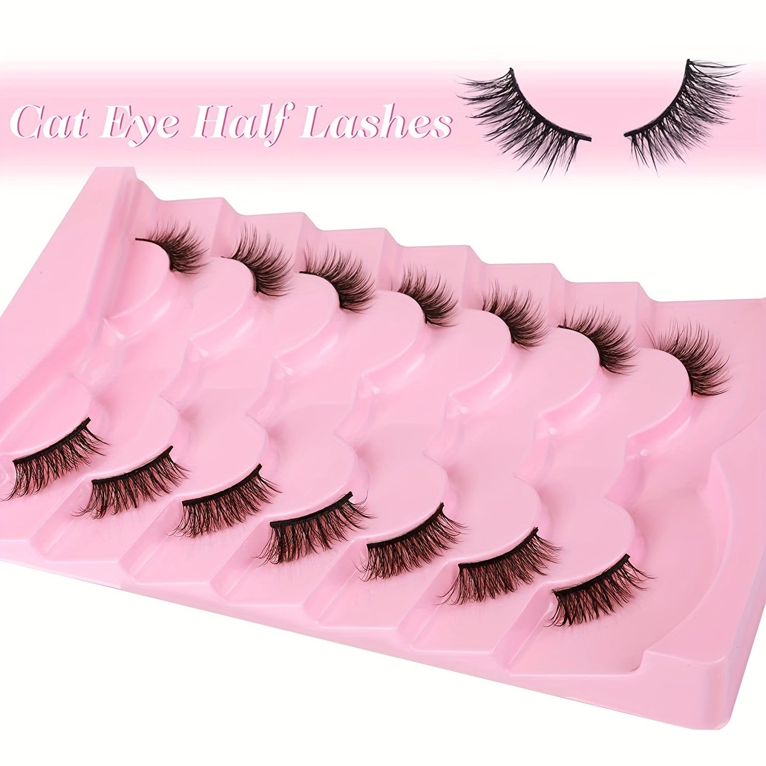 7 Pairs Half Eye Lashes Faux Mink DIY Cat Eye Lashes Natural Fluffy And Dense