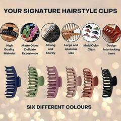 6pcs Large Hair Claw For Thick Curly Hair