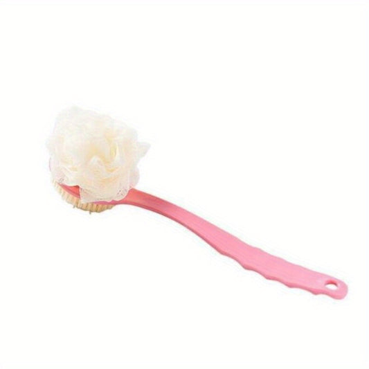 Long Handle Soft Hair Bath Brush with Rubbing Ball for Gentle Cleansing