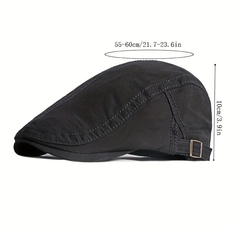 Flat Cotton Adjustable Newsboy Hat Breathable for Men Women