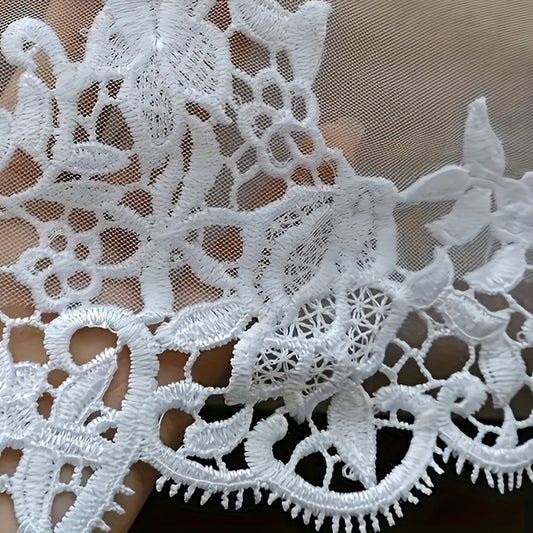 Bridal Veil Floral Embroidery Lace Trim for Weddings Brides Formal Events