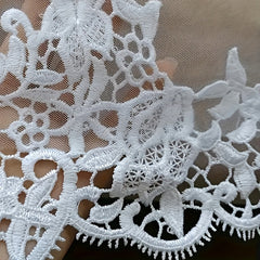 Bridal Veil Floral Embroidery Lace Trim for Weddings Brides Formal Events