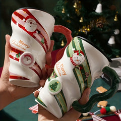 500ml Christmas Ceramic Cup Spiral Shaped Mug Coffee Cup For Outdoor Sports