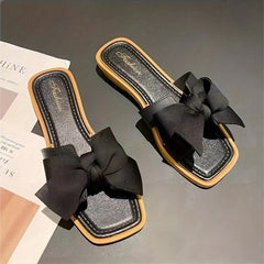 Bowknot Flat Slides Open Toe Slip On Sandals