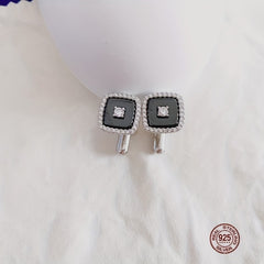 925 Silver Button Cufflinks Zirconia Shirt Cufflinks Versatile Accessories